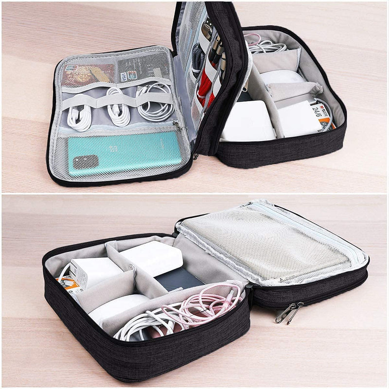 [Australia - AusPower] - OliviaLiving Electronics Organizer,Jelly Comb Electronic Accessories Cable Organizer Bag Waterproof Travel Cable Storage Bag for Charging Cable,Power Bank,iPad,Black Black 
