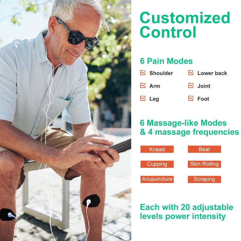 [Australia - AusPower] - Mollan Dual Channel TENS Unit 24 Modes Electronic Pulse Massager with 12x2 Electrode Pads, EMS Muscle Stimulator Therapy for Lower, Shoulder, Arm, Back, Leg, Foot, and Arthritis Pain 