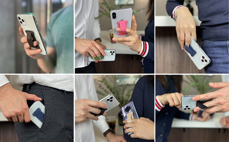 [Australia - AusPower] - WUOJI - Finger Strap Phone Holder - Ultra Thin Anti-Slip Universal Cell Phone Grips Band Holder for Back of Phone -2Pack(Black) Black 