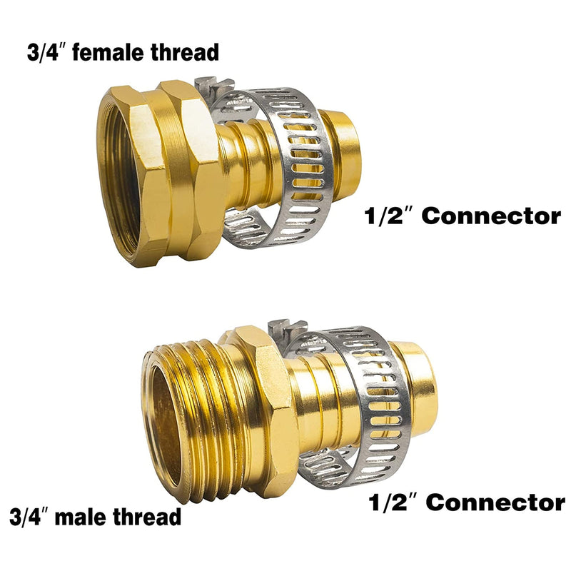 [Australia - AusPower] - Hourleey Garden Hose Repair, Aluminum Mender Hose Connector Fitting with Clamp, Fit 1/2" to 3/4" Male & Female, 3 Sets 