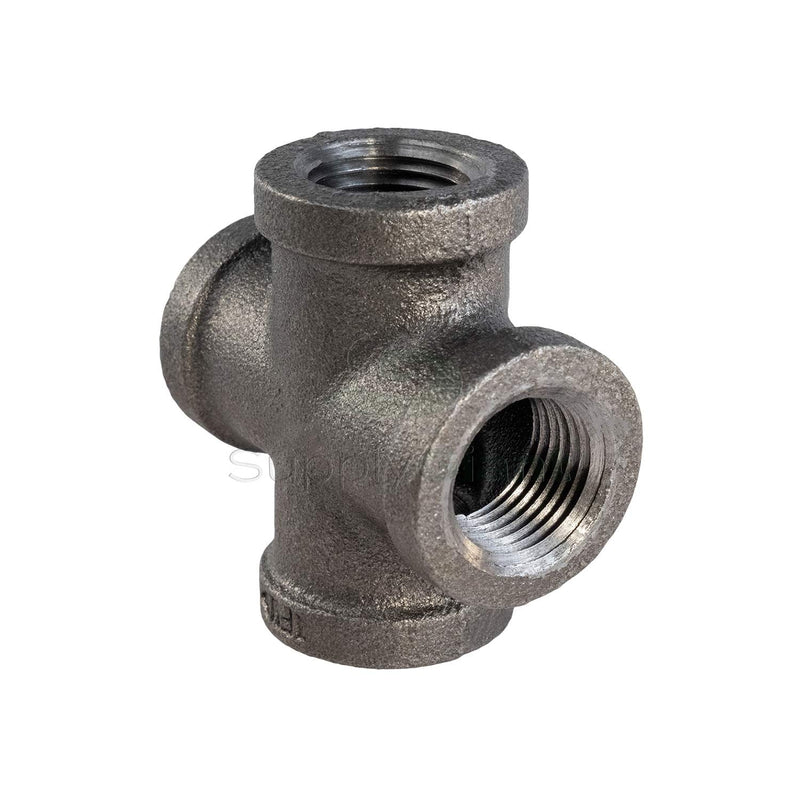 [Australia - AusPower] - Supply Giant Everflow Supplies BMCR0014 Black Malleable Cross Fitting, 0.25 Inch (CNDS0036) 1/4 Inch Single 
