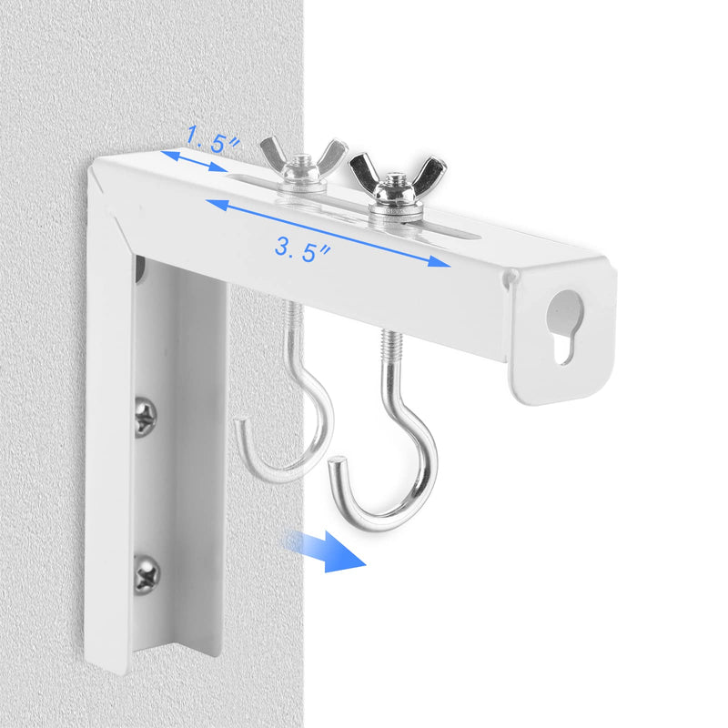 [Australia - AusPower] - Suptek Universal Projector Screen Wall Mount L-Brackets Wall Hanging Mount 6 inch Adjustable Extension Mounting Hooks for Projection Screen up to 66 lbs, 30 kg Capacity Each, PRL001, White (1 Pair) 