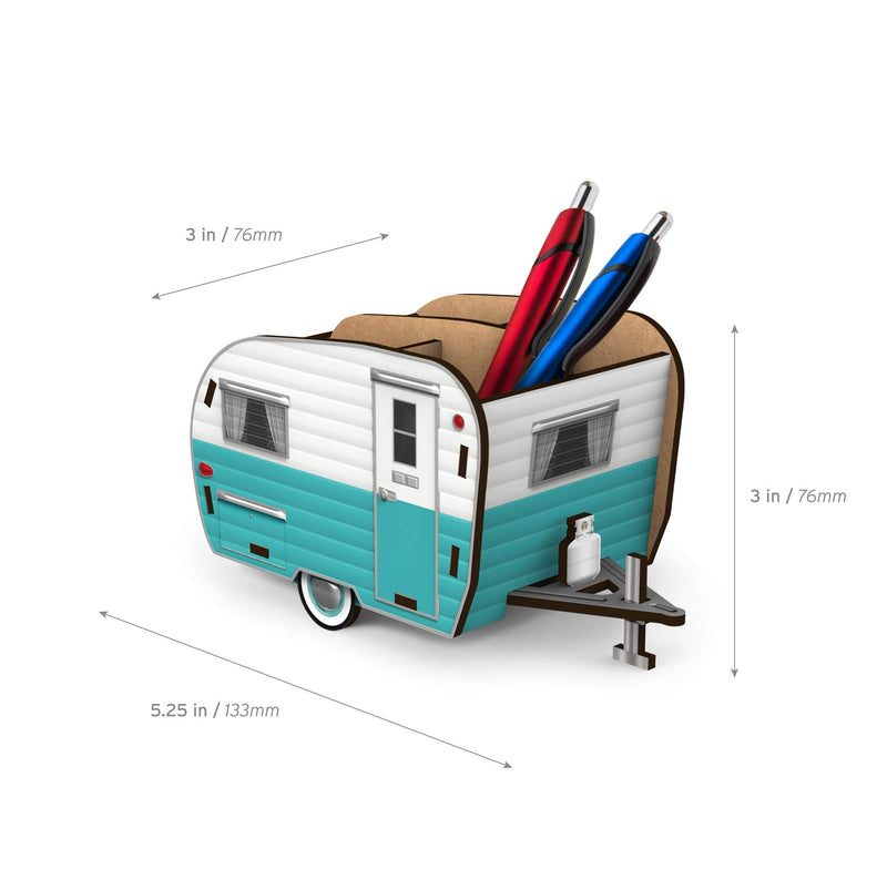 [Australia - AusPower] - Fred & Friends Happy Camper - Vintage Camper Pencil Holder, White and Blue (5242680) 