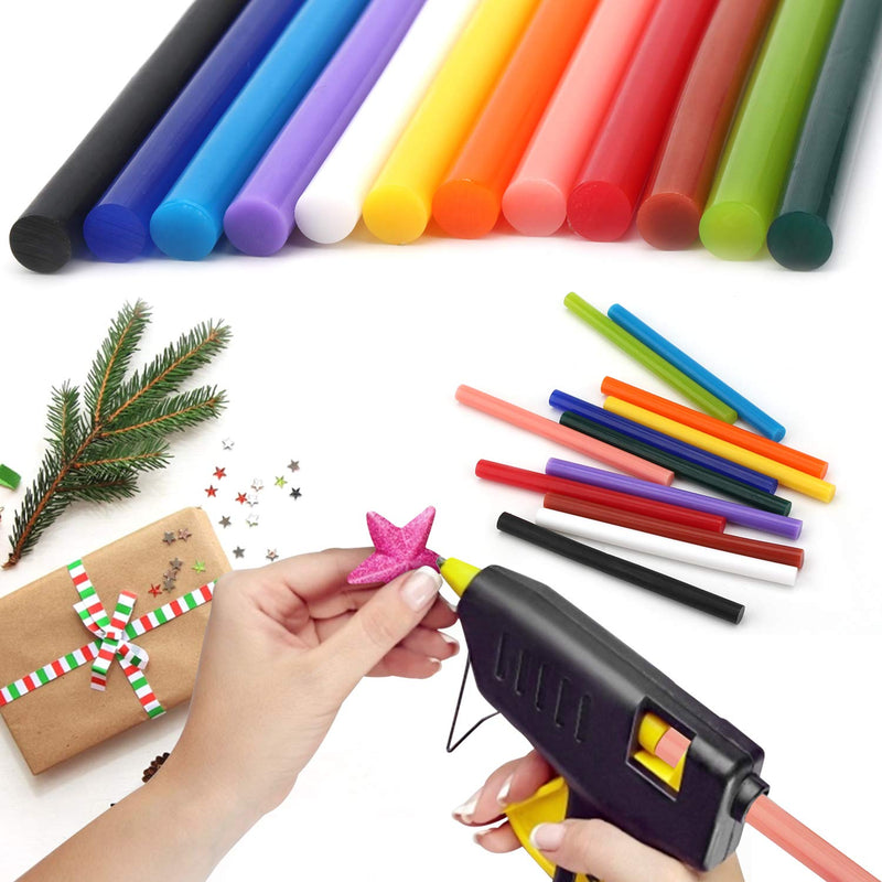 [Australia - AusPower] - 120PCS Colored Mini Hot Glue Sticks - 0.28x3.9" Gartful Hot Melt Glue Sticks, Multipurpose for Art & Craft Project, Home Decoration, General Repair, Bonding, Sealing, 12 Colors 