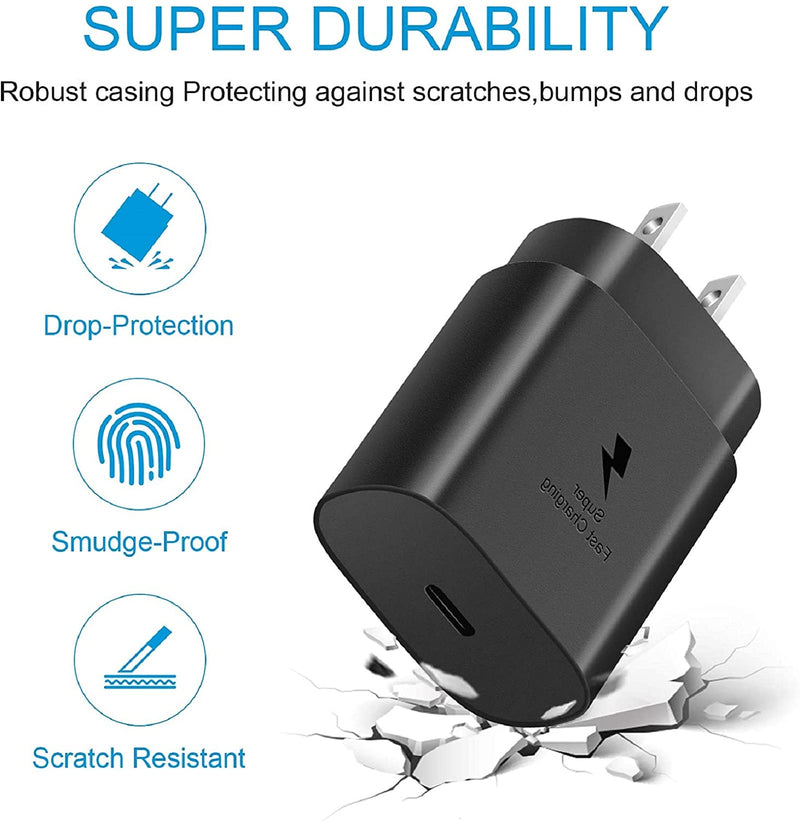 [Australia - AusPower] - Super Fast Charger, 25W Type C Super Fast Charging,Wall Charger with USB Type C Cable【5ft 】 for Samsung Galaxy S21/21 Ultra/S21 Plus/S20/S20 Ultra/Note 20 Ultra/Note 10 Plus/S10/S10e/S9 Plus/S8 Plus 