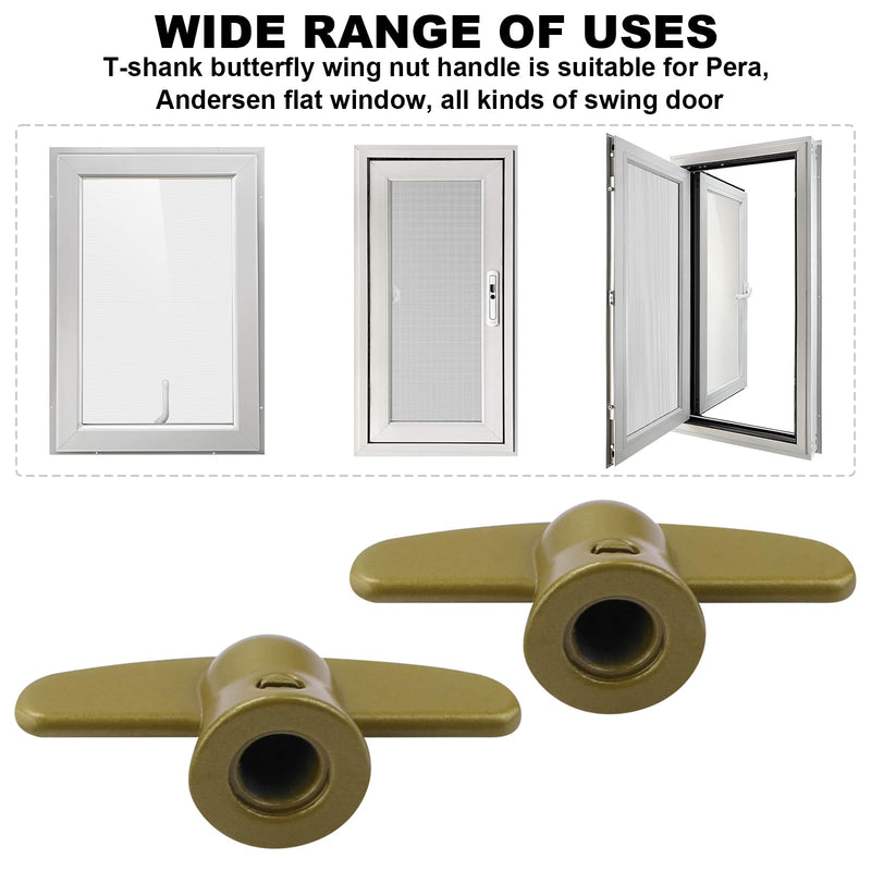 [Australia - AusPower] - 3/8" Tee Handle Casement Operator,T-Crank Window Handle, Butterfly Wing Nut T-Handle for Pella Window T-Crank,Compatible with Prime-Line H 3813(2 Pack) 