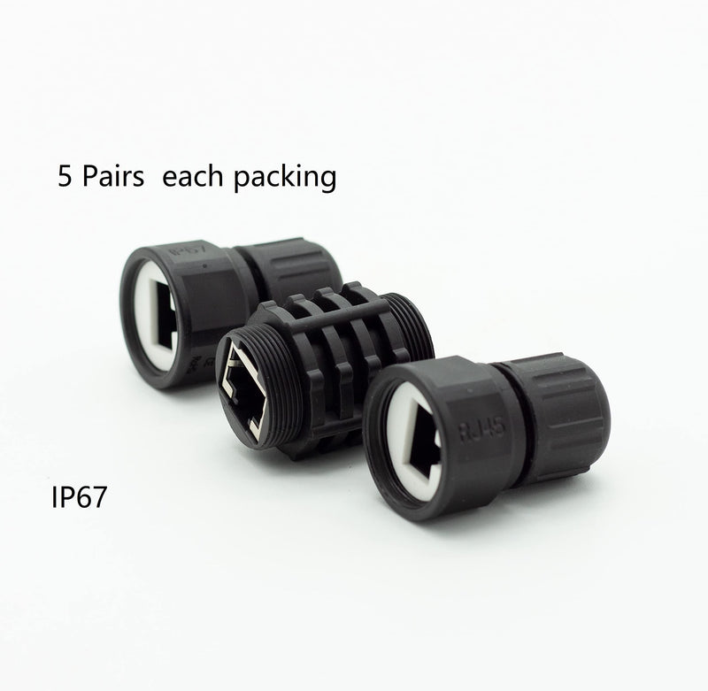[Australia - AusPower] - Axawibe 5 pcs RJ45 Waterproof CAT6/CAT5E/CAT5 Connector, Ethernet LAN Cable Connector, Ethernet LAN Cable Connector Twin-Head Outdoor LAN Coupler Adapter Female to Female 