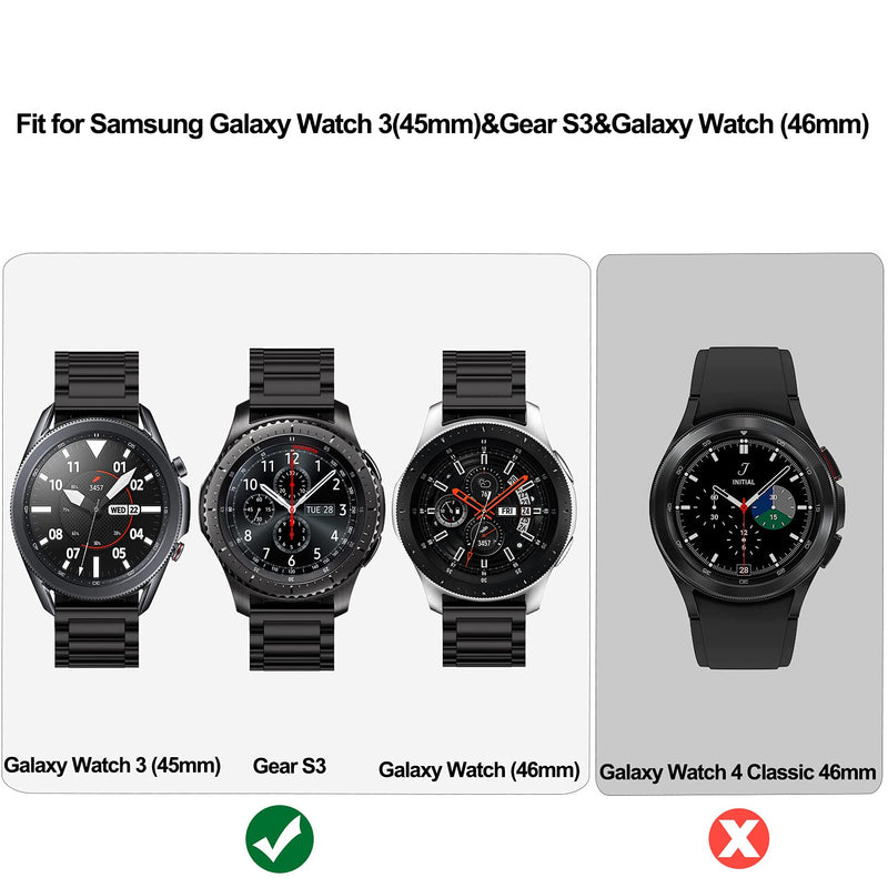 [Australia - AusPower] - Gear S3 Frontier Band/Galaxy Watch 46mm Bands/Galaxy Watch 3 Band 45mm,V-MORO 22mm Solid Stainless Steel Metal Business Bracelet Strap for Samsung Gear S3/Galaxy Watch 46mm/Galaxy Watch 3 45mm Black 