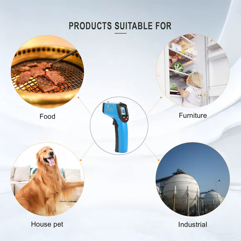 [Australia - AusPower] - BENETECH Infrared Thermometer Gun, -58°F~752°F (-50°C~400°C) Non-Contact Digital Laser IR Temperature Gun,for Cooking,Pizza Oven,BBQ, Candy & Engine-Laser Surface Temp Reader , Not for Humans GM321 