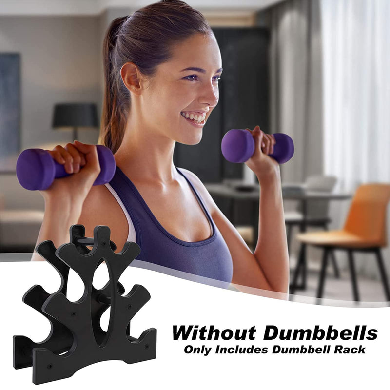 [Australia - AusPower] - portzon Dumbbell Rack - Hand Weight Set Tree - Designed to Hold Neoprene Dumbbells - One Pair Each (3lb, 5lb, 8lb) (Weights Not Included),Black 