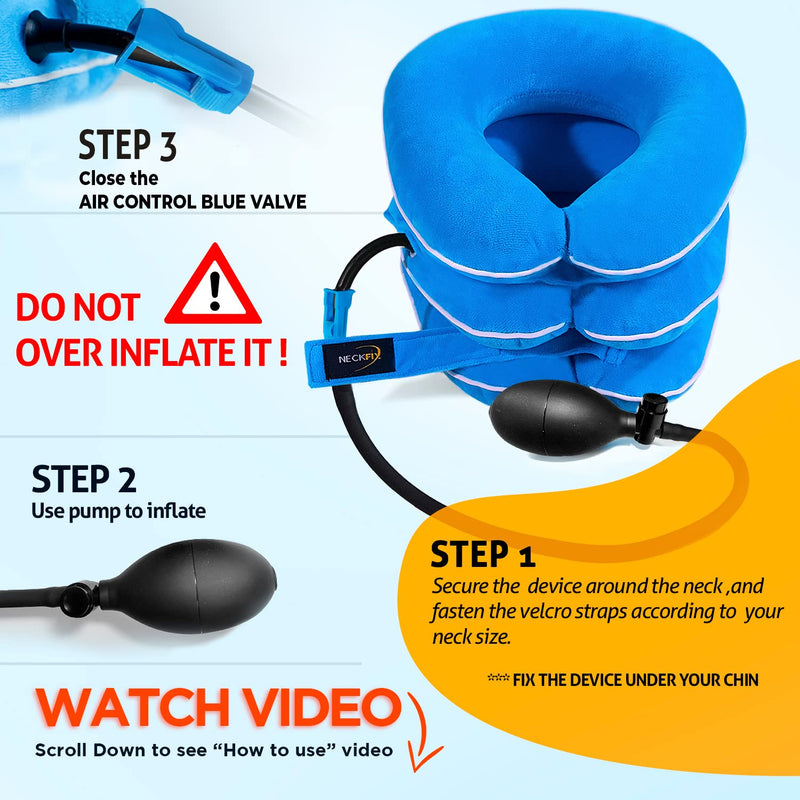 [Australia - AusPower] - NeckFix Cervical Neck Traction Device for Instant Neck Pain Relief - Pinched Nerve Neck Stretcher for Home Pain Treatment + Bonus (12-17 inch) 