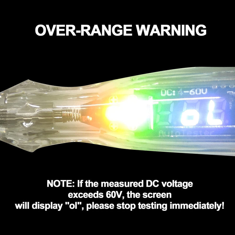 [Australia - AusPower] - AWBLIN Upgraded Automotive Buzzer Test Light 4-60V DC Digital LED Circuit Tester, Heavy Duty Light Tester with Voltmeter, Auto Bidirectional Voltage Tester Electric Test Pen 4-60V LED Digital 