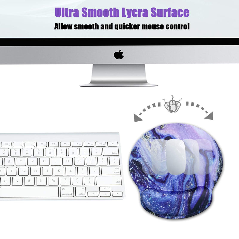 [Australia - AusPower] - Ergonomic Mouse Pad with Wrist Support,Dooke Cute Wrist Pad with Non-Slip Rubber Base for Computer, Laptop, Home Office Gaming, Working, Easy Typing & Pain Relief Marble Marble Purple 