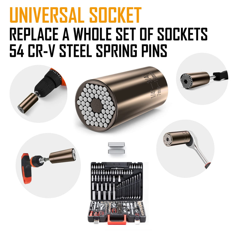 [Australia - AusPower] - Lenski Stocking Stuffers Gifts for Men, Super Universal Socket Christmas Gifts for Men, Tools Cool Gadgets for Men, Fathers Gifts for Dad, Unique Steelers Gifts for Men, Birthday Gifts for Husband Black gold 