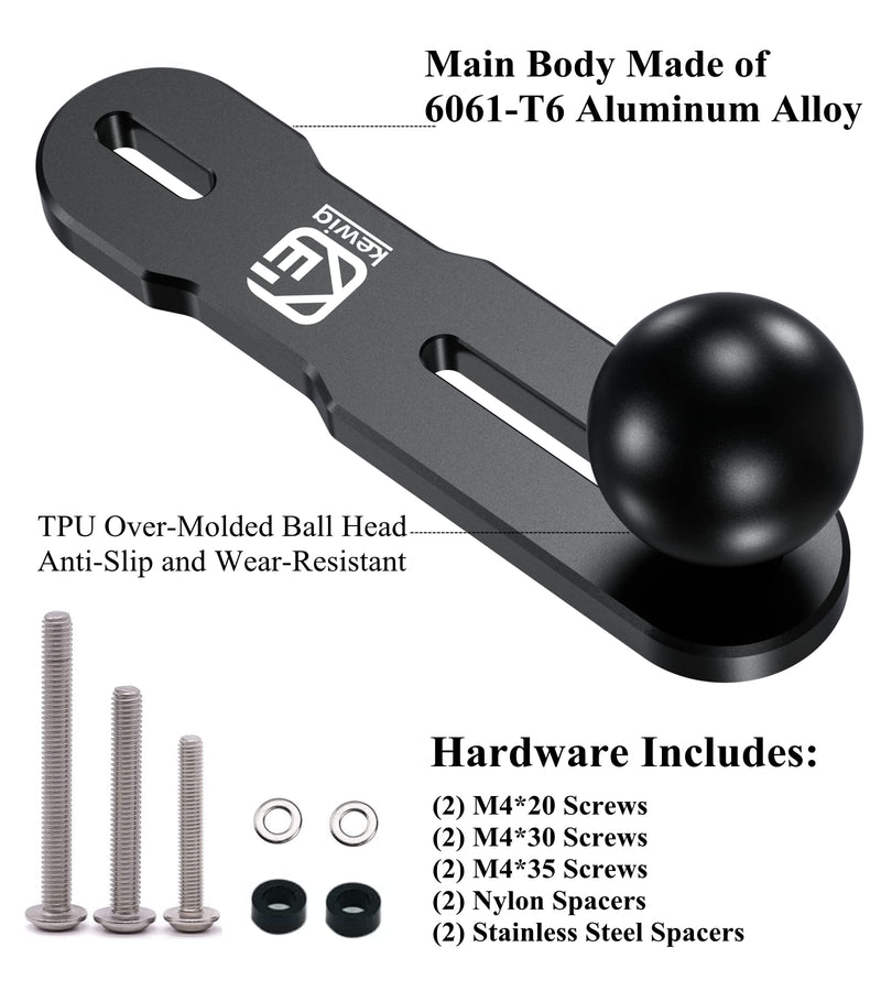 [Australia - AusPower] - BRCOVAN Aluminum Alloy Mount Base with 1'' TPU Ball for Motorcycle Brake/Clutch Reservoir Cover Compatible with RAM Mounts B Size 1 Inch Ball Double Socket Arm 
