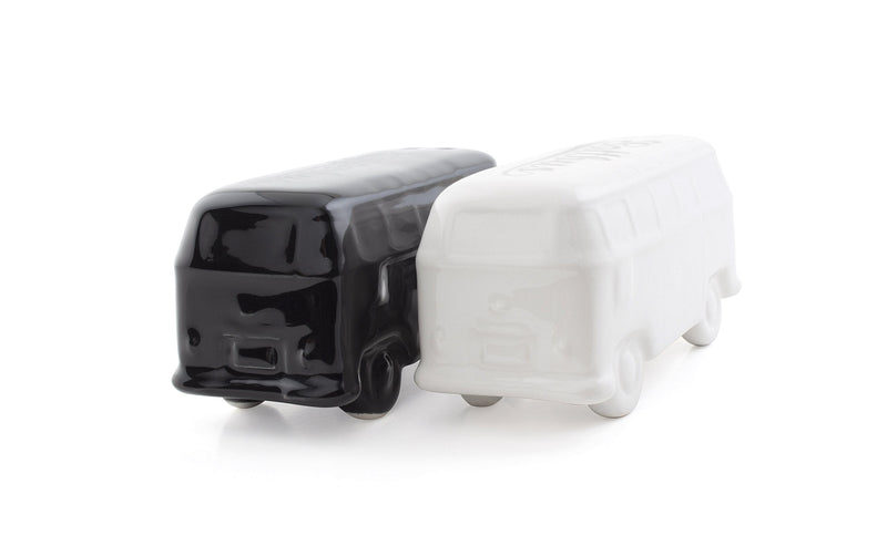 [Australia - AusPower] - BRISA VW Collection - Volkswagen Samba Bus T1 Camper Van 3D Salt & Pepper Shakers, Kitchen Table Decoration, VW Fan Gift Idea (2 pcs. Set/White/Black) White/Black 