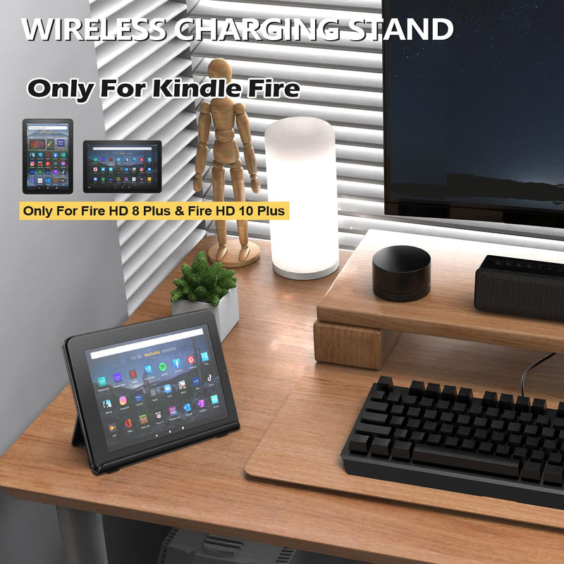 [Australia - AusPower] - BOLWEO Wireless Charging Dock Only Compatible with Fire HD 8 Plus(10th 12th Generation) Fire HD10 Plus(11th Generation), Foldable Fast Wireless Charging Stand for iPhone Samsung Goole Phone 