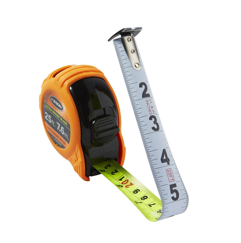 [Australia - AusPower] - Keson PG18M25UB Short Tape Measure with Nylon Coated Ultra Bright Steel Blade (Graduations: ft., in., 1/8 & cm, mm), 1-Inch by 25-Foot / 7.5M 25-Foot/7.5m ft, in, 1/8, 1/16 & cm, mm 
