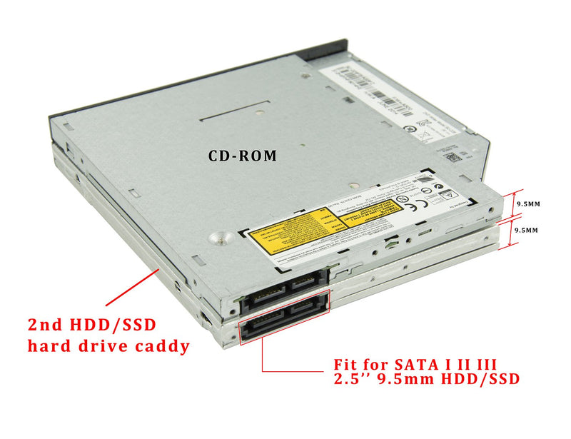 [Australia - AusPower] - Highfine Universal 9.5mm SATA to SATA 2nd SSD HDD Hard Drive Caddy Adapter Tray Enclosures for DELL HP Lenovo ThinkPad ACER Gateway ASUS Sony Samsung MSI Laptop 
