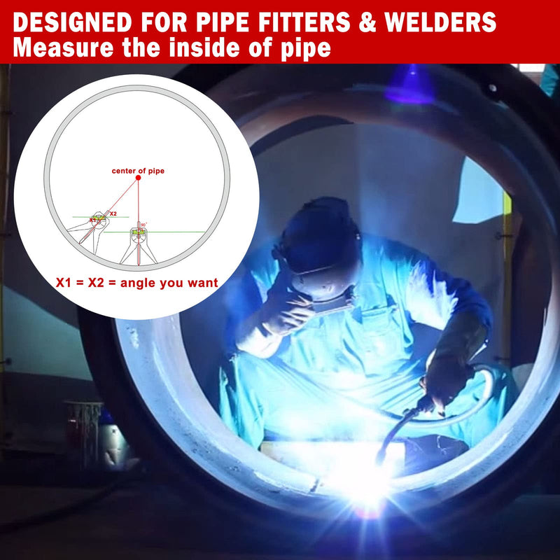 [Australia - AusPower] - Pipe Center Finder, Pipefitter Tools w/Centering Head, Pipe Fitting Tools Center Finder Tool to Measure Pipe Diameter Over 0.5" and Up, 4" Y-Type Base Fitted with Adjustable Dial Bubble Protractor. 