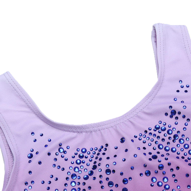 [Australia - AusPower] - Zaclotre Kid Girls Gymnastic Leotard Sparkly Shiny Diamond Ballet Dance One Piece Outfit Shiny Purple 7-8 Years 