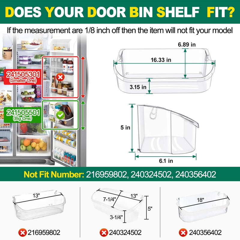 [Australia - AusPower] - UPGRADED 241505501 Refrigerator Door Bin Shelf, Compatible with Frigidaire, Kenmore, Electrolux Refrigerator Door Shelf Replacement Parts FFSC2323TSA FFSC2323TS0 LFSC2324VF6 FGSC2335TFB FGSC2335TF0 