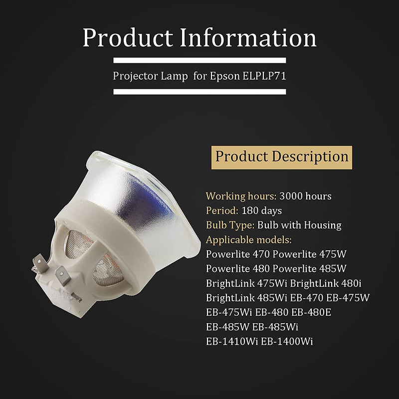 [Australia - AusPower] - Amazing Lamps YUHAOYA Replacement Projector Lamp for ELPLP71 / V13H010L71 Epson BrightLink 475Wi 480i 485Wi PowerLite 470 475W 480 485W eb-475wi eb-485wi 1410Wi Bulb with Housing 