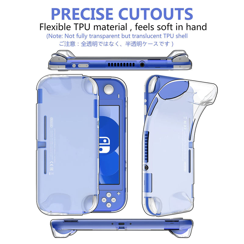 [Australia - AusPower] - GeeRic 8PCS Case Compatible with Switch Lite 2021, Accessories Kit 1 Soft Silicon Case + 2 Screen Protector + 4 Thumb Caps + 1 Storage Carrying New Blue 