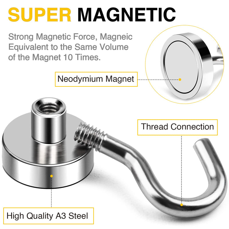 [Australia - AusPower] - DIYMAG Magnetic Hooks, 25Lbs Strong Heavy Duty Cruise Magnet S-Hooks for Classroom, Fridge, Hanging, Cabins, Grill, Kitchen, Garage, Workplace and Office etc, (6 Pack-Silver),Screw in Hooks Silver 6Pack 25Lbs+ 