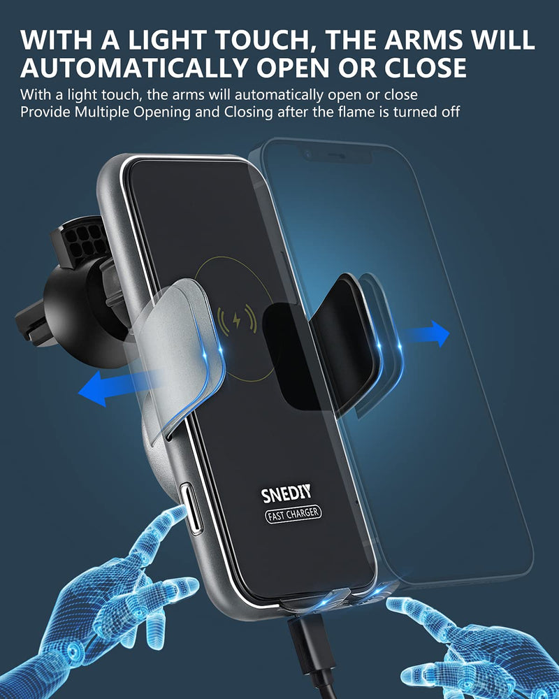 [Australia - AusPower] - Wireless Car Charger - Air Vent Phone Holder, 15W Fast Car Charging Auto-Clamping Mount, Windshield Dashboard Automotive Accessories Compatible for iPhone 13 12 Mini/11/Pro Max/XS/XR/X,Samsung 