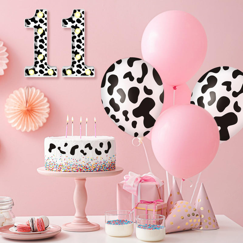 [Australia - AusPower] - VIHOSE Cow Print LED Numbers Birthday Decorations Decorative Light up Number Sign for Party Lighted Numbers Centrepiece for Cowgirl Farm Animal Cow Themed Birthday Party Supplies Home Decor(Number 1) Number 1 