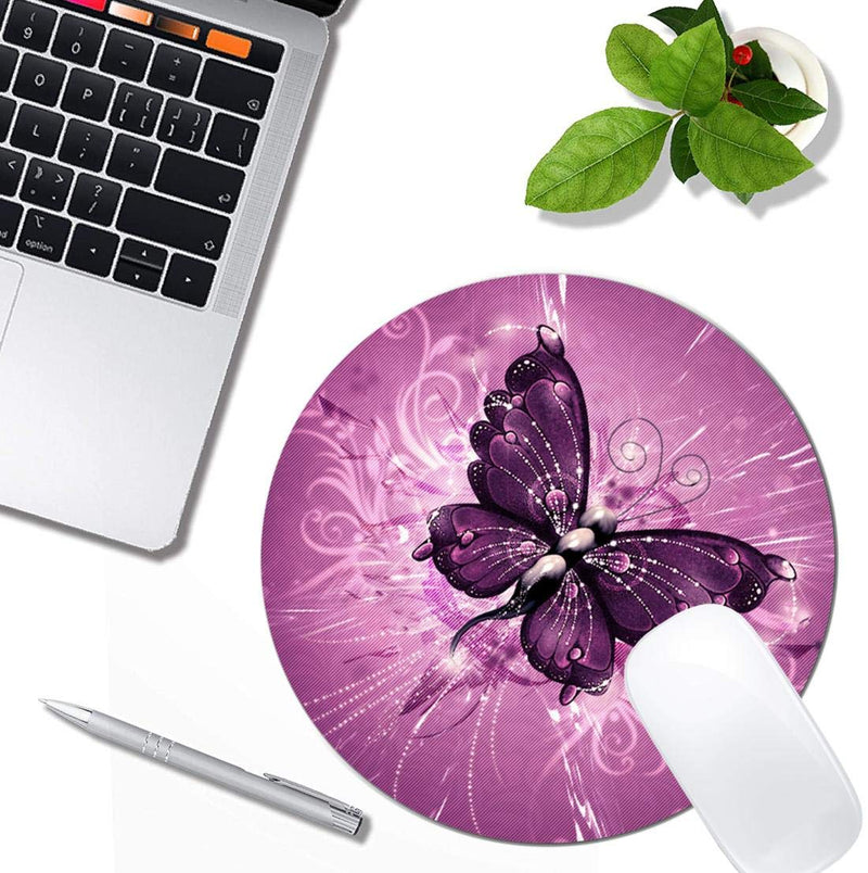 [Australia - AusPower] - Butterfly Mouse Pad Round Non-Slip Rubber Mousepad Laptop Office Computer Decor Cute Desk Accessories Customized Design Mouse Pad Butterfly 