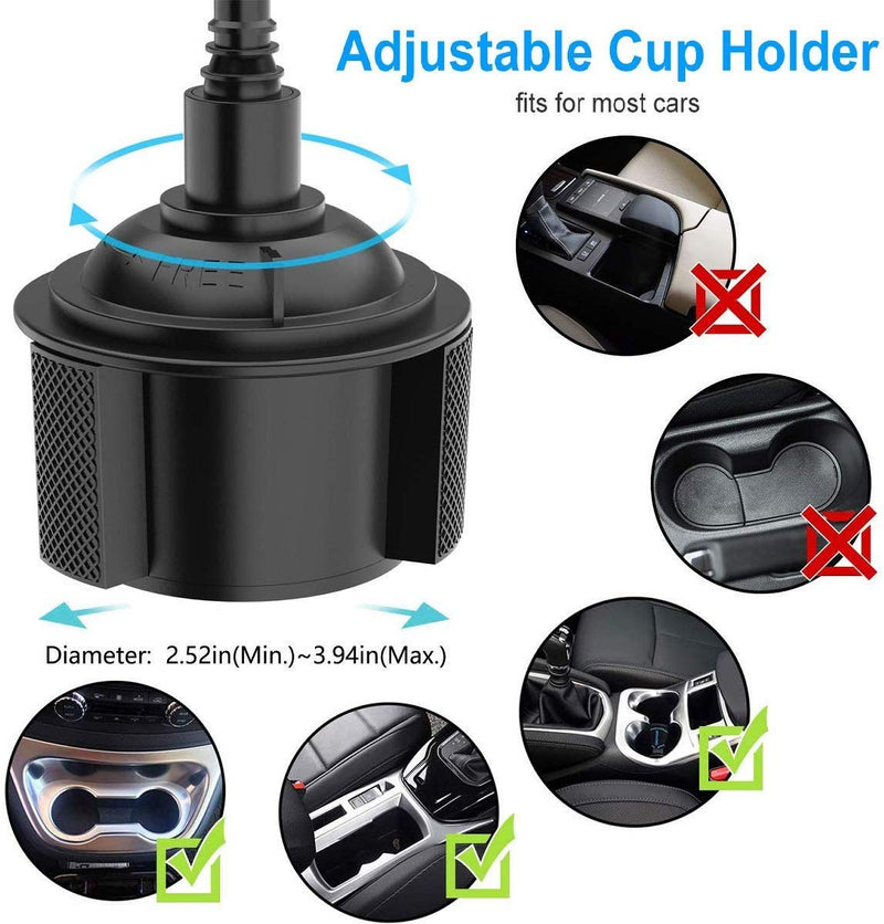 [Australia - AusPower] - WeTest Car Cup Holder Phone Mount Adjustable Gooseneck Cell Phone Car Cradle for iPhone11/Pro/Xs/Max/X/XR/8/8 Plus,Samsung Note10/S10/S9/S8 
