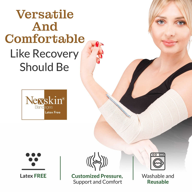[Australia - AusPower] - Premium Elastic Bandage Wrap (4” Wide, 6 Pack) - Nexskin Latex Free Athletic/Medical Compression Bandages Hook & Loop Fasteners at Both Ends - Lifetime Washable & Reusable USA Organic Cotton Bandage 4 Inch (Pack of 6) 