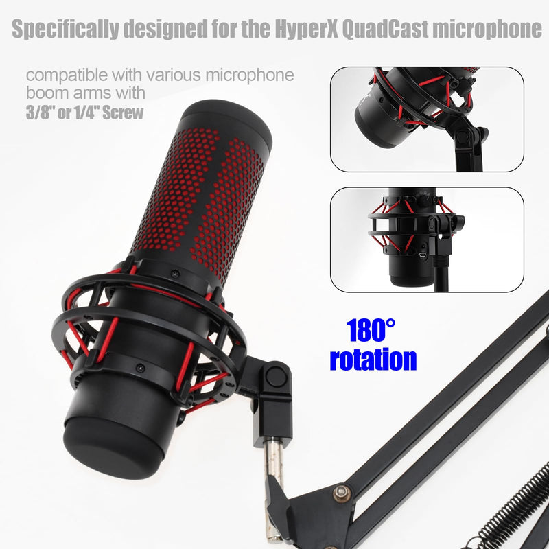 [Australia - AusPower] - Microphone Mount Adapter for Hyperx Quadcast with 3/8" or 1/4" Screw Adapter, Works with HyperX QuadCast Microphone Stand & Boom Arm Durable Replacement Accessory for Microphone (Black) 