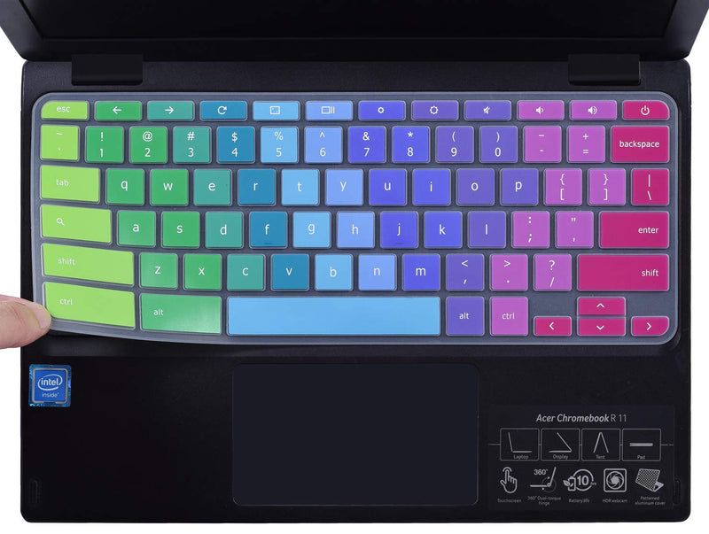 [Australia - AusPower] - Colorful Keyboard Cover for Acer Chromebook Spin 11 311 C733 CP311 511 512/Chromebook 11 CB3-131 CB3-132 CP311 C738T CB5-132T/Chromebook Spin 713 CP713 R13 CB5-312T/Acer Chromebook 14 15.6", Rainbow 
