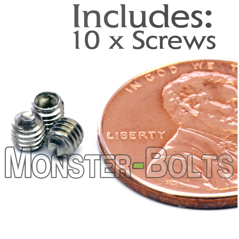 [Australia - AusPower] - MonsterBolts - M3 x 3mm Cup Point Set Screws, DIN 916, Stainless Steel, 10 Pack 