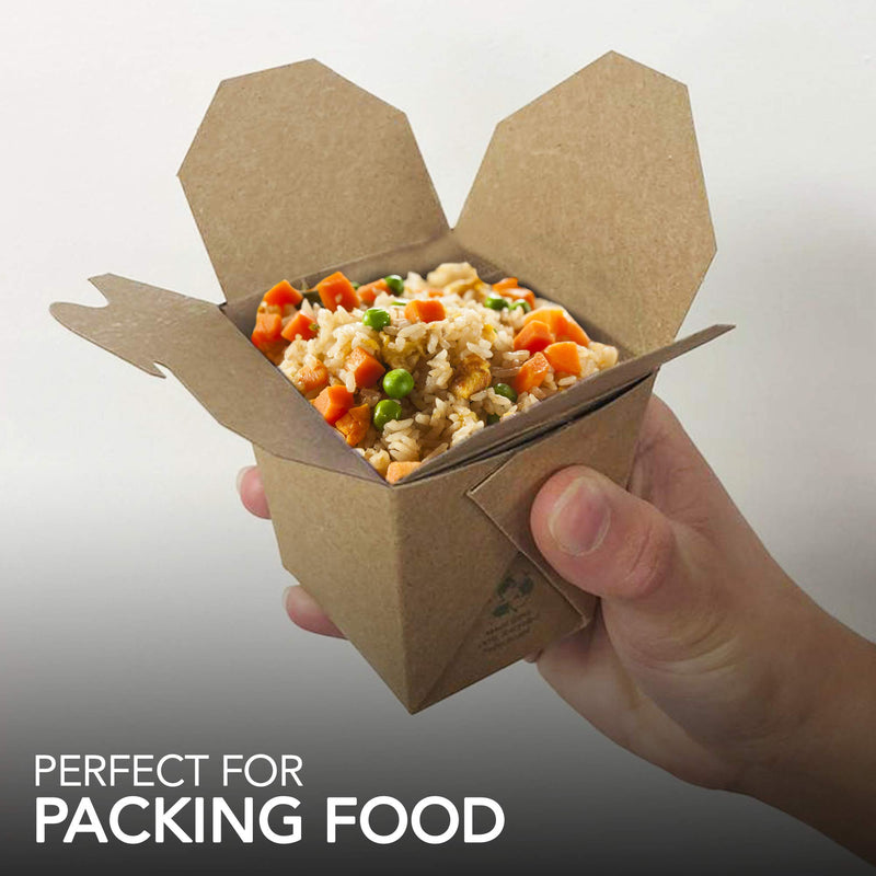 [Australia - AusPower] - Takeout Food Containers 8 Oz Microwaveable Kraft Brown Paper Mini Chinese Take Out Box (50 Pack) Leak and Grease Resistant Stackable To Go Boxes - Recyclable Food Containers - Party Favor Boxes 