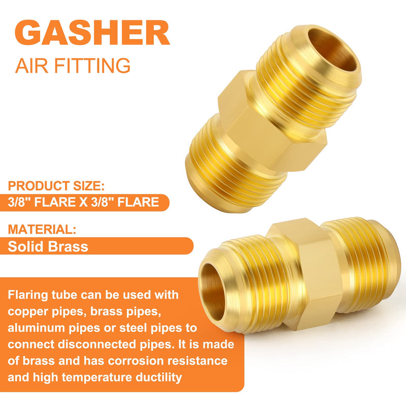 [Australia - AusPower] - GASHER 5PCS Metals Brass Tube Fitting, Half-Union, 3/8" Flare x 3/8" Flare Male Pipe Fittings 5 