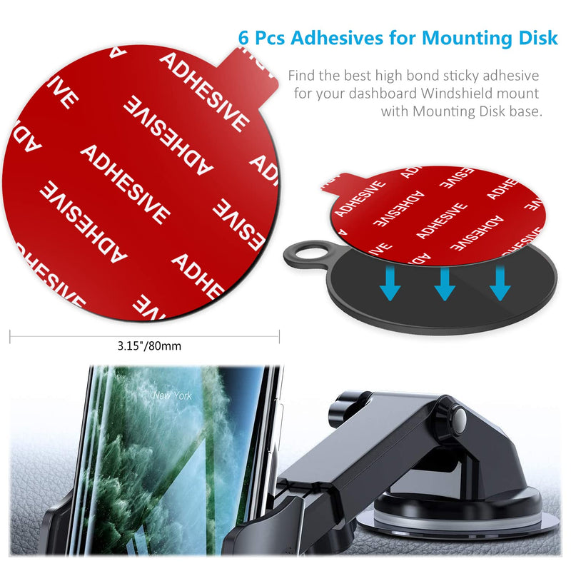 [Australia - AusPower] - 6 PCS Windshield Mount Adhesives for Suction Cup Mount, 80mm( 3.15 inches) Circle Double-Sided Sticker Pads for Dashboard Mounting Disk and Windshield Camera, GPS, Car Phone Mount 