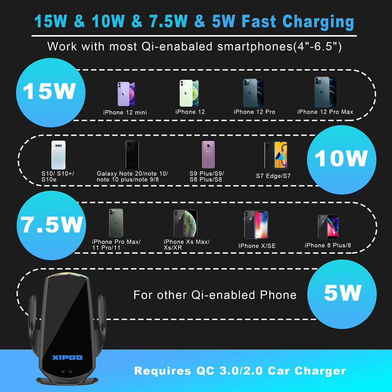 [Australia - AusPower] - Wireless Car Charger Qi Auto-Clamping Air Vent Dashboard Car Phone Holder 10W/7W Compatible Compatible with iPhone11/11Pro/11ProMax/XSMax/XS/XR/X/8/,Samsung S10/S9/S8/Note10/Note9 black 