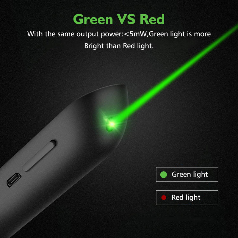 [Australia - AusPower] - AMERTEER Wireless Presenter, Green Light Rechargeable Presentation Remote Powerpoint Clicker with Laser Pointer PPT Slides Clicker Support Hyperlink RF 2.4GHz Green Laser 