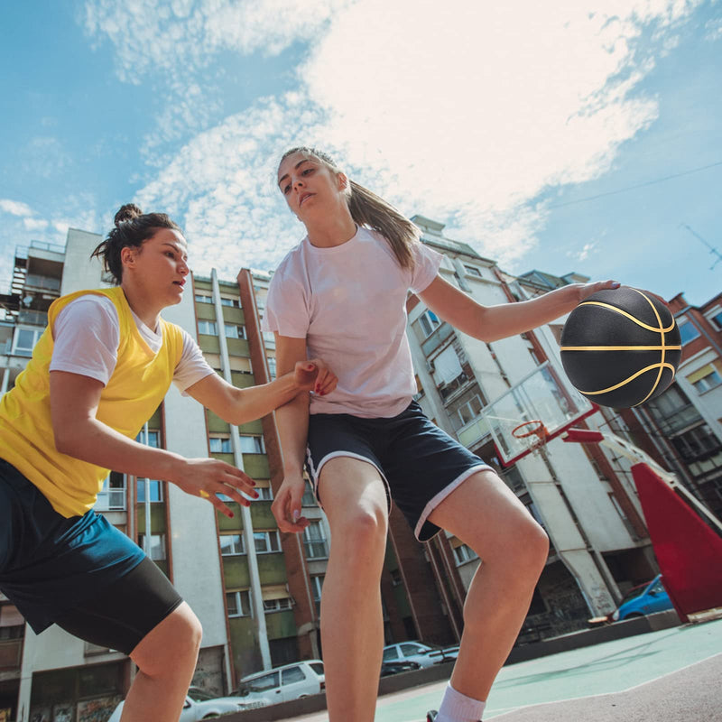 [Australia - AusPower] - Dakapal Rubber Basketball Size 5 for Teens Adults Indoor Outdoor Basketballs for Game Gym Training Competition Sports Streetball Gift for Boys Girls Youth (Black&Gold/Deflated) 