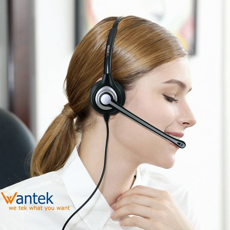 [Australia - AusPower] - Wantek Corded Telephone Headset Mono w/Noise Canceling Mic for Avaya Aastra Allworx Adtran Alcatel Lucent AltiGen Comdial Digium Gigaset InterTel Mitel Plantronics MiVoice Landline Deskphones(F600S1) 