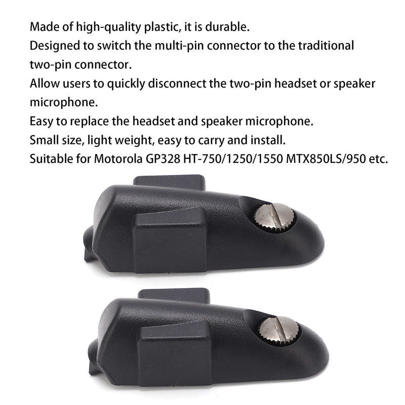 [Australia - AusPower] - Dilwe 2Pcs Walkie Talkie Earpiece Adapter Compatible for Motorola GP328 HT‑750/1250/1550 MTX850LS/950 Earpieces & Mics with 2 Pin Plug 