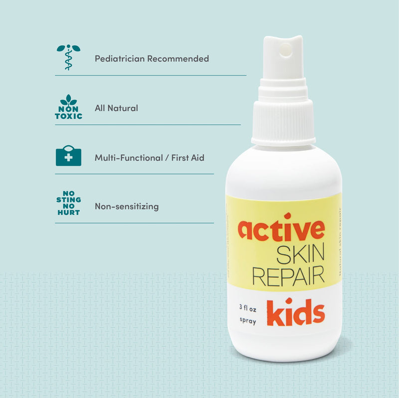 [Australia - AusPower] - Active Skin Repair Kids First Aid Spray - Non-Toxic & Natural Kids Antiseptic Spray for Minor Cuts, Wounds, Scrapes, Rashes, Sunburns, and Other Skin Irritations (3oz Spray) 