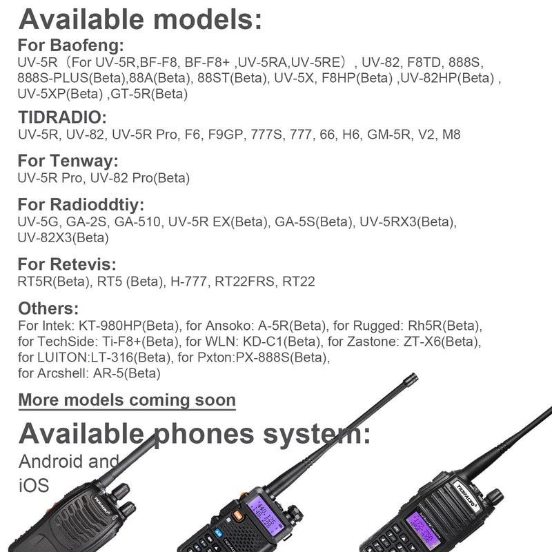 [Australia - AusPower] - TIDRADIO Ham Radio Wireless Programmer Adapter Phone APP Programming for Baofeng uv-5r No Driver Issues Adapt to Multiple Models 2 Way Radio uv-5r Series Instead of Program Cable 1 Pack… 