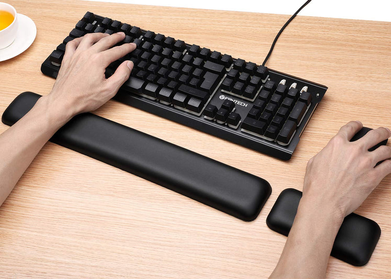 [Australia - AusPower] - Aelfox Leather-Gel Keyboard Wrist Rest, Ergonomic Computer Wrist Support Laptop Wrist Pad for Keyboard - Help with Wrist Pain for Full Size Gaming Keyboard, Home, Office（17.32 x 2.76 x 0.79 inch） 