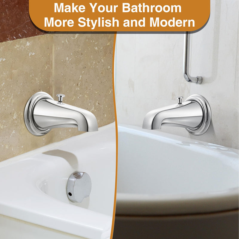 [Australia - AusPower] - Enhon Tub Spout with Rear Diverter, Bathtub Spout Fitting 1/2-Inch or 3/4-Inch IPS, 5-1/4 Inch Length Bathroom Bathtub Faucet with Adapter, Chrome Finish 
