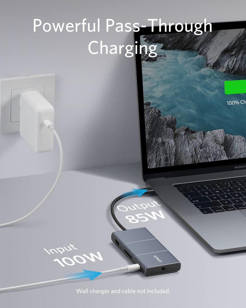 [Australia - AusPower] - Anker USB C Hub, PowerExpand 6-in-1 USB-C Adapter, with 4K HDMI, 100W Power Delivery USB C Port, 2 10 Gbps USB A Ports, SD Card Reader, and 3.5mm Audio, for MacBook Air, MacBook Pro, XPS, and More 